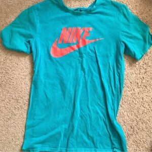 Nike Kids Aqua and Coral Logo Tee